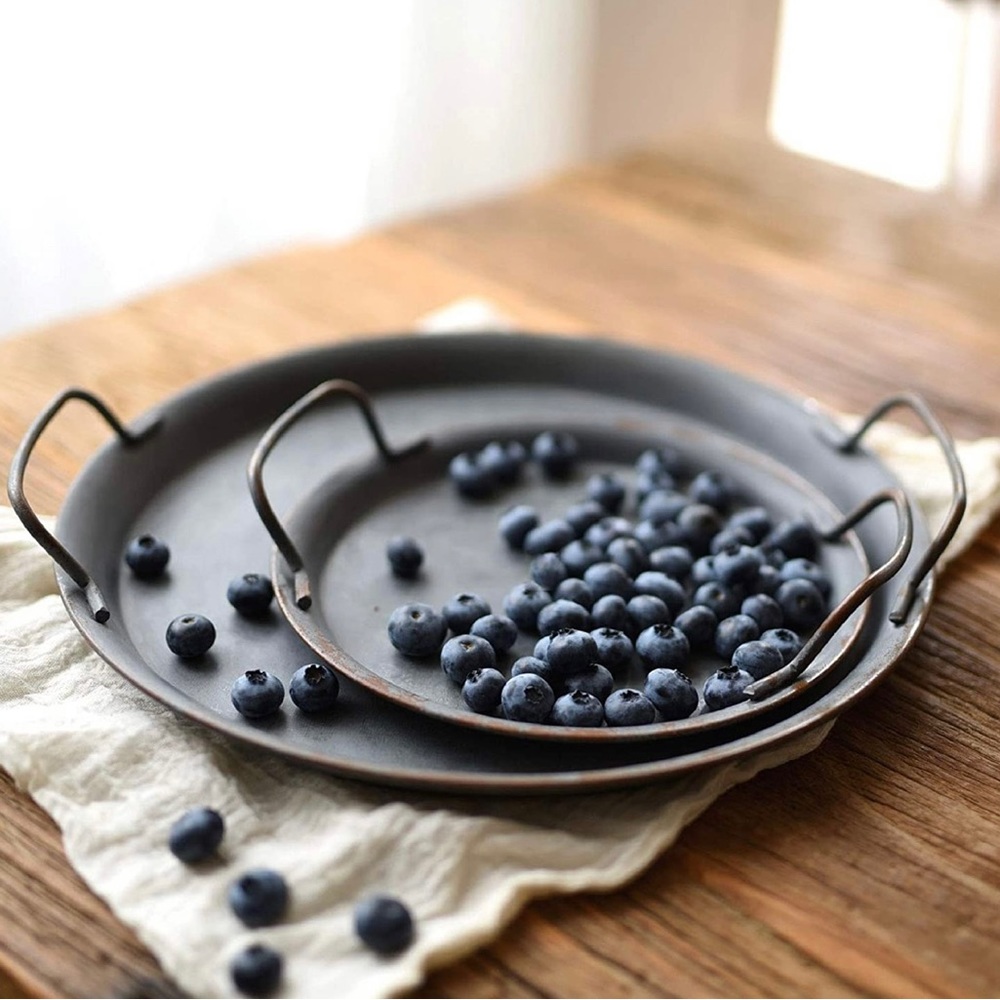 2 piece galvanized metal decorative serving trays